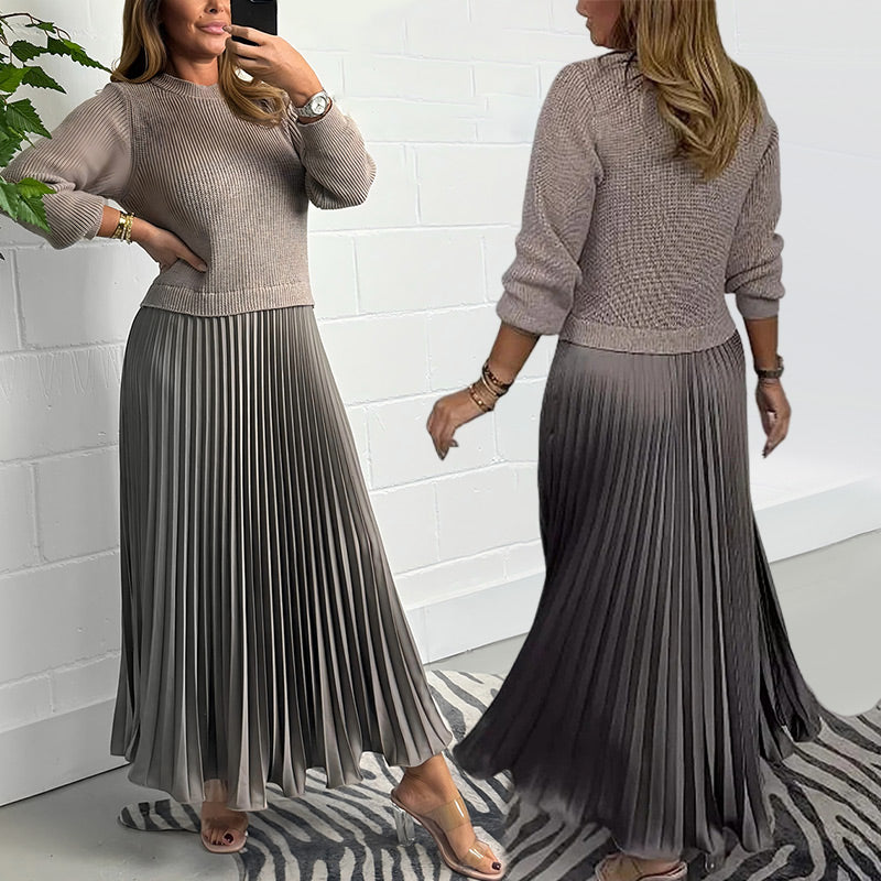 Celine | Robe plissées à col rond pour femmes, élégantes et stylées