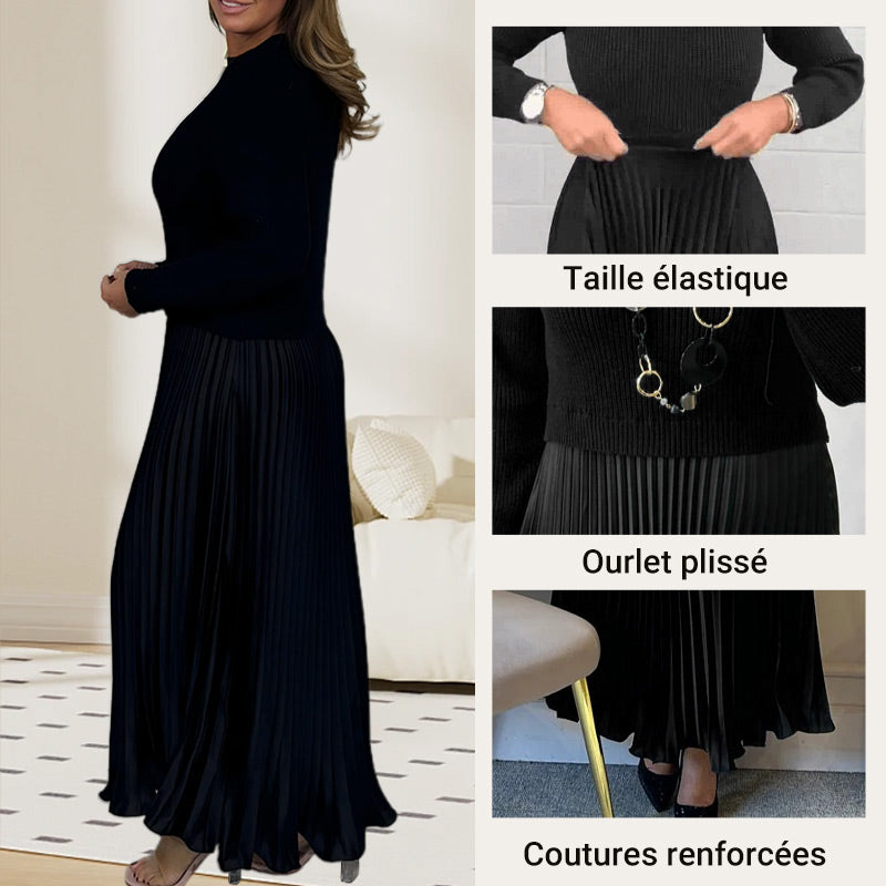 Celine | Robe plissées à col rond pour femmes, élégantes et stylées