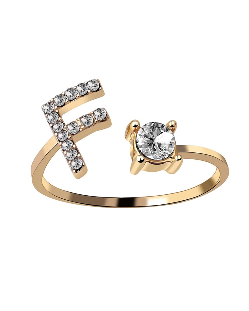 Bague ouverte en zircon avec initiales 21