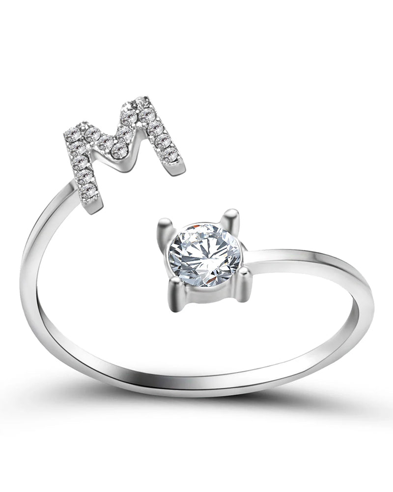 Bague ouverte en zircon avec initiales 24