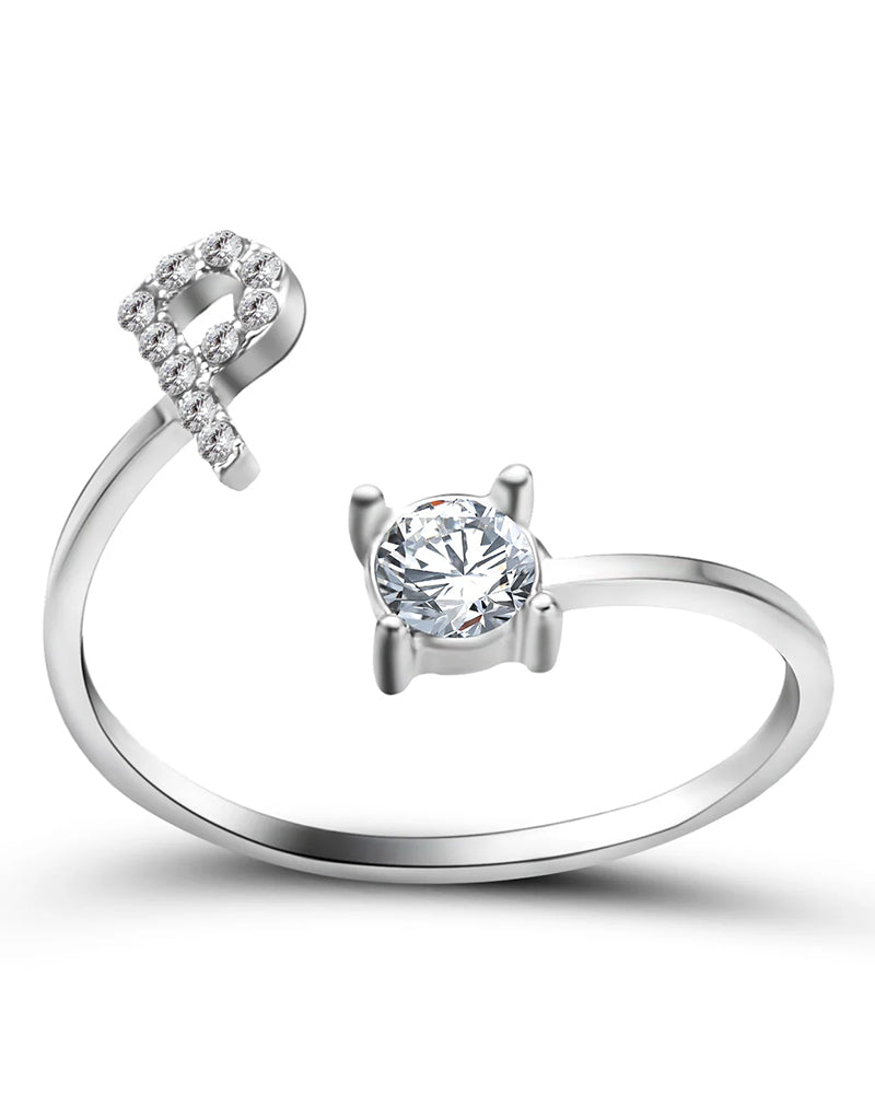 Bague ouverte en zircon avec initiales 29