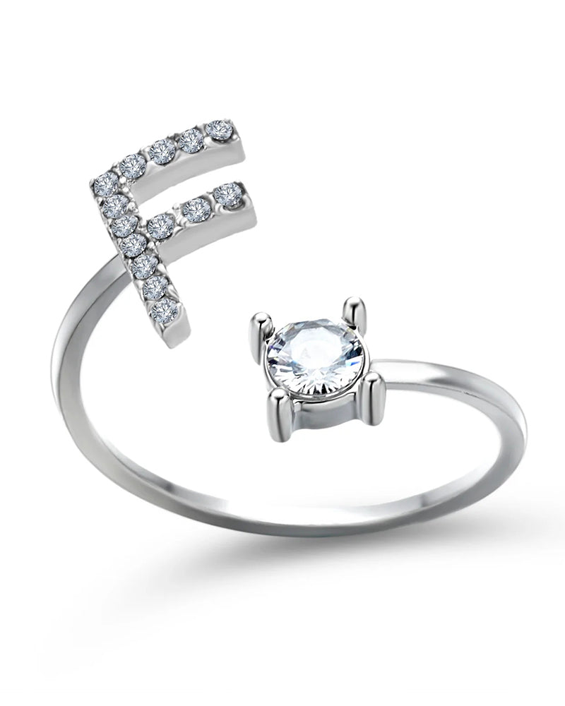 Bague ouverte en zircon avec initiales 33