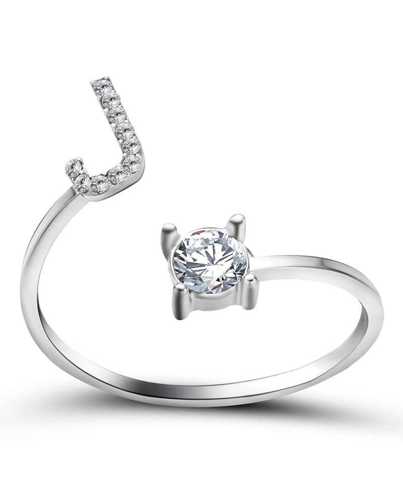 Bague ouverte en zircon avec initiales 34