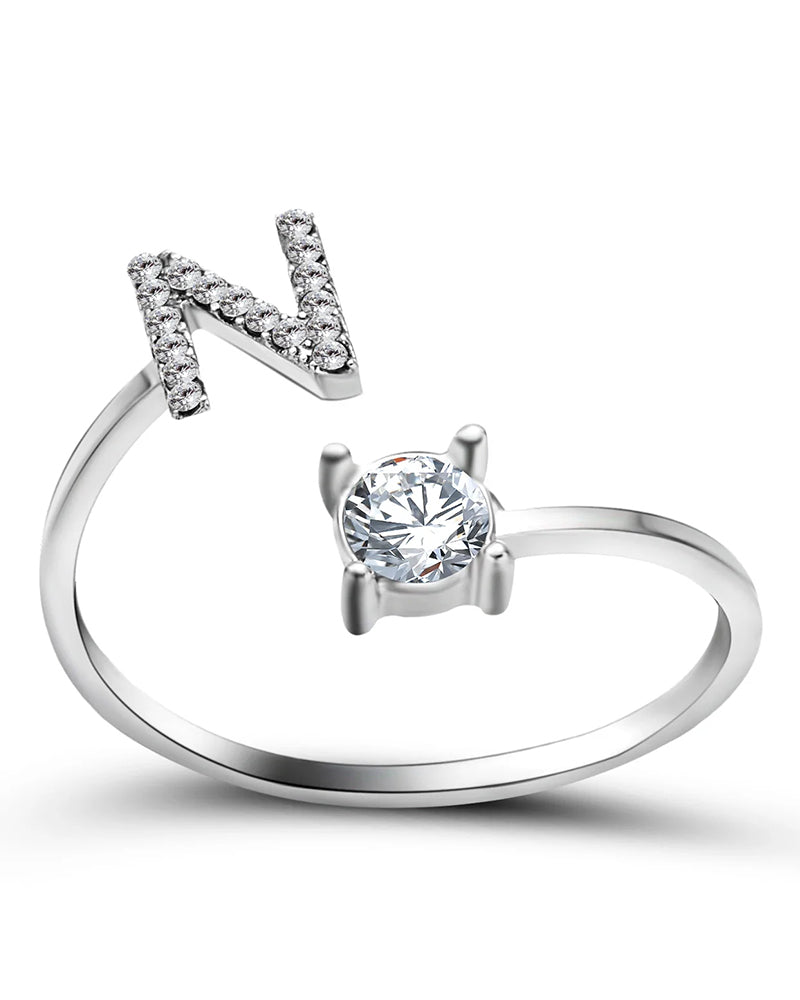 Bague ouverte en zircon avec initiales 39