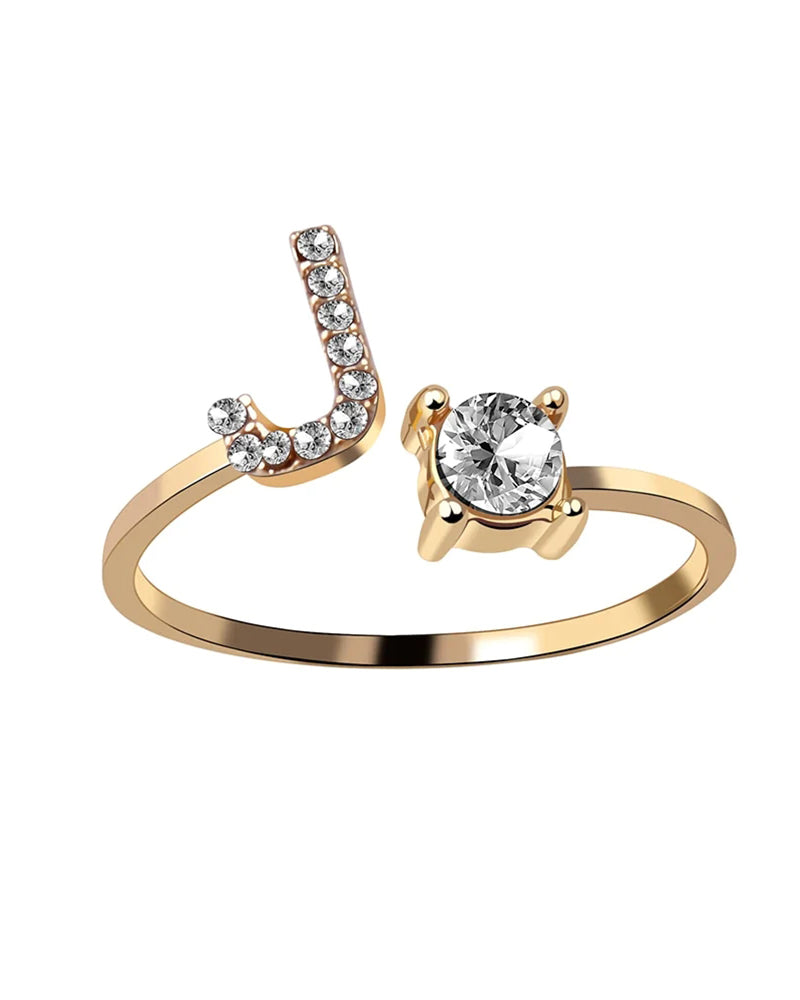 Bague ouverte en zircon avec initiales 42