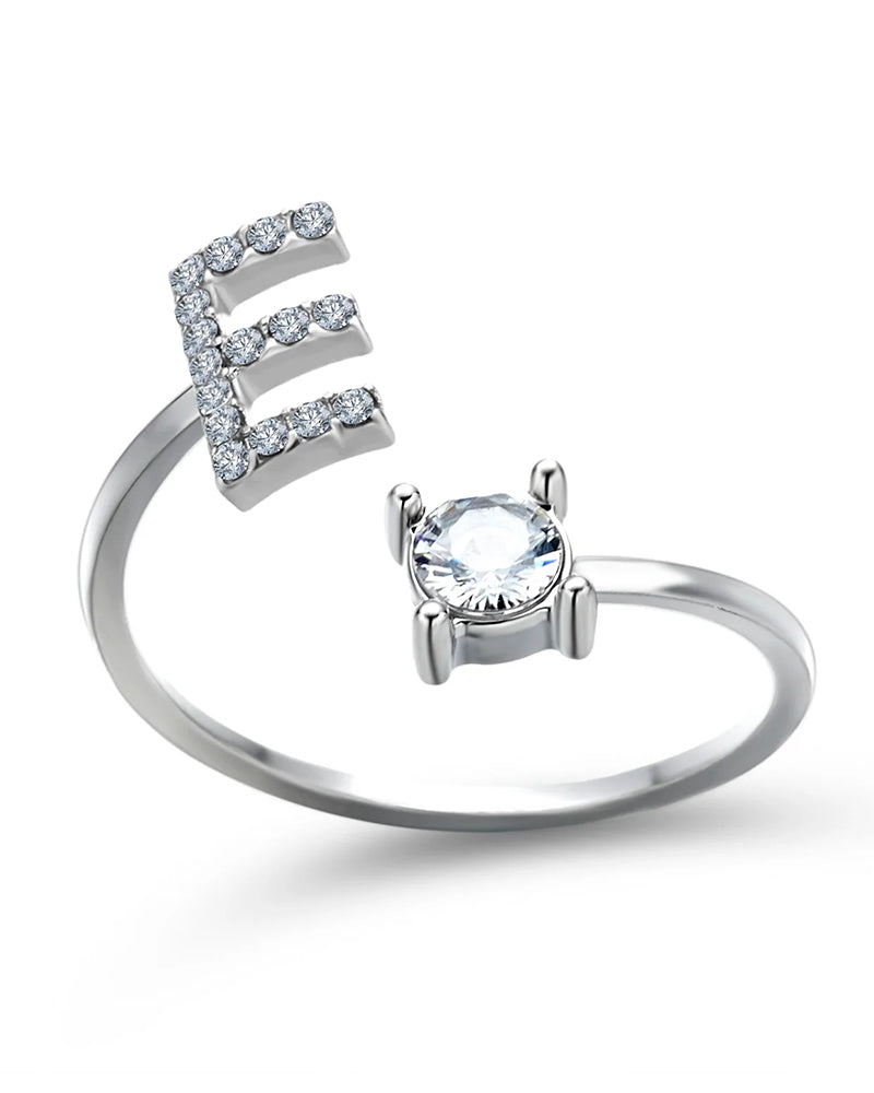 Bague ouverte en zircon avec initiales 46