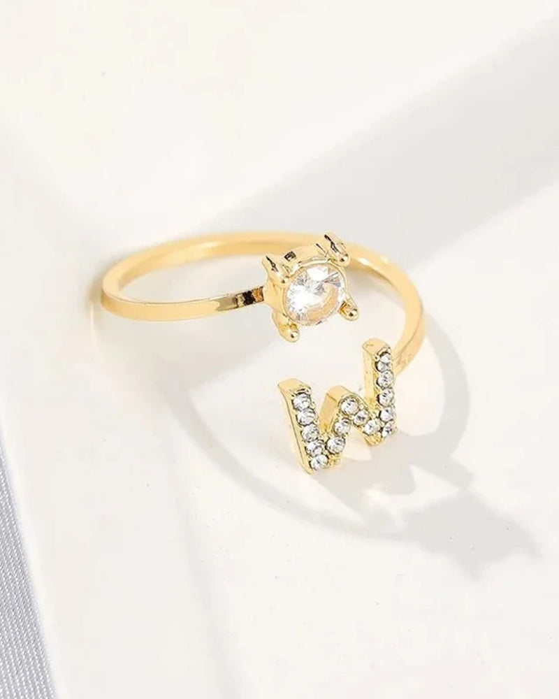 Bague ouverte en zircon avec initiales 7