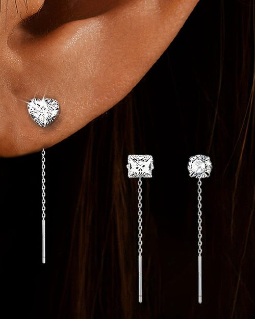 Boucles d'oreilles élégantes à pampilles en zircon 1