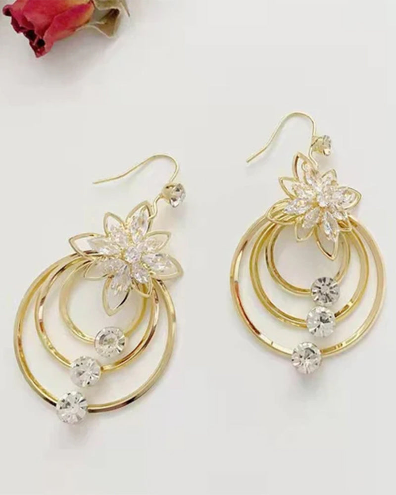 Boucles d'oreilles trois créoles lotus en cristal 3