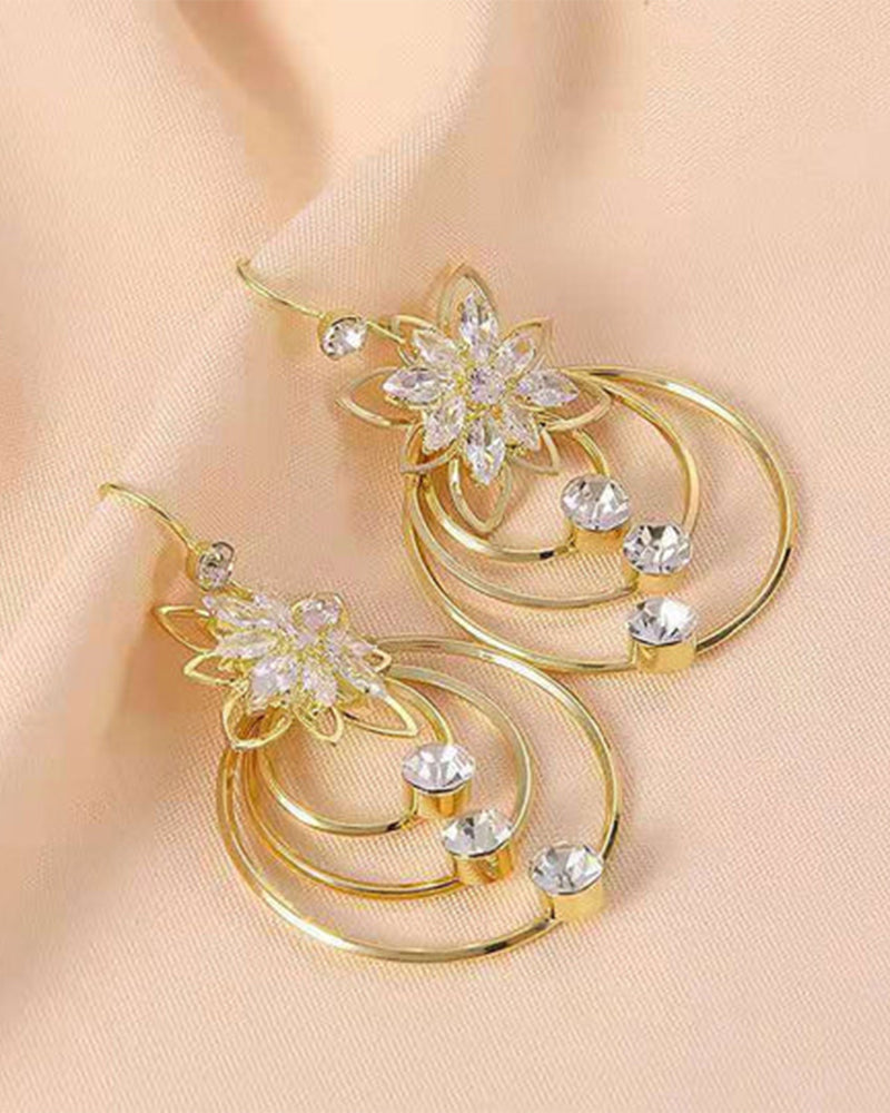 Boucles d'oreilles trois créoles lotus en cristal 4