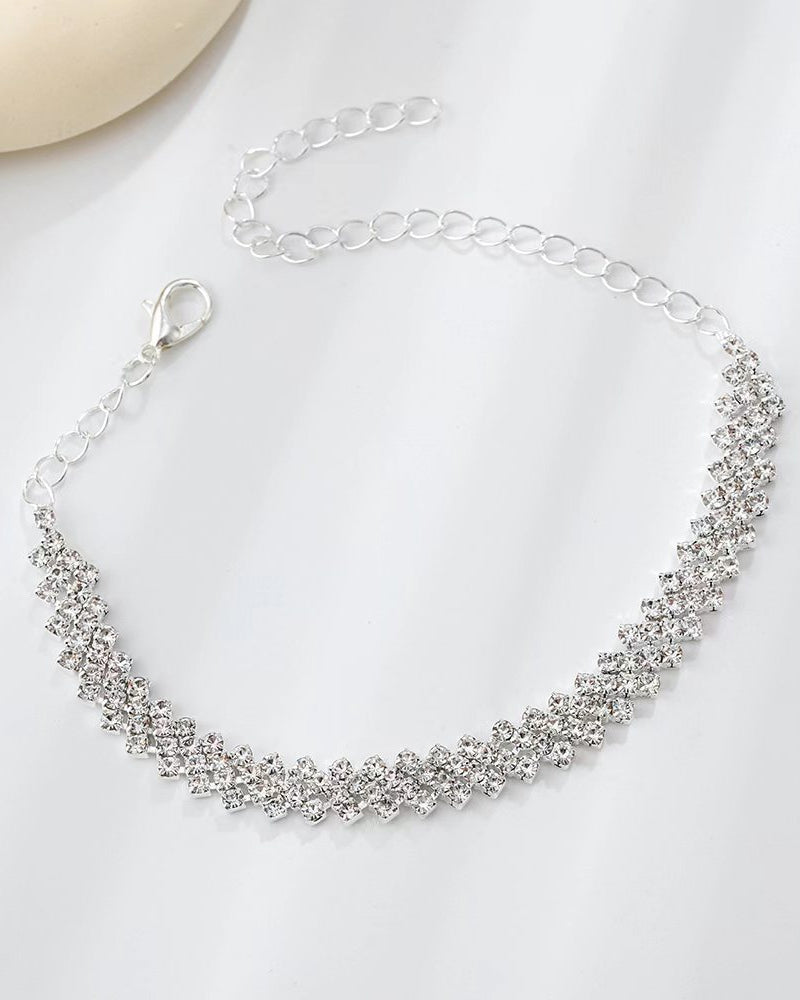 Bracelet de cheville en strass losange irrégulier 3