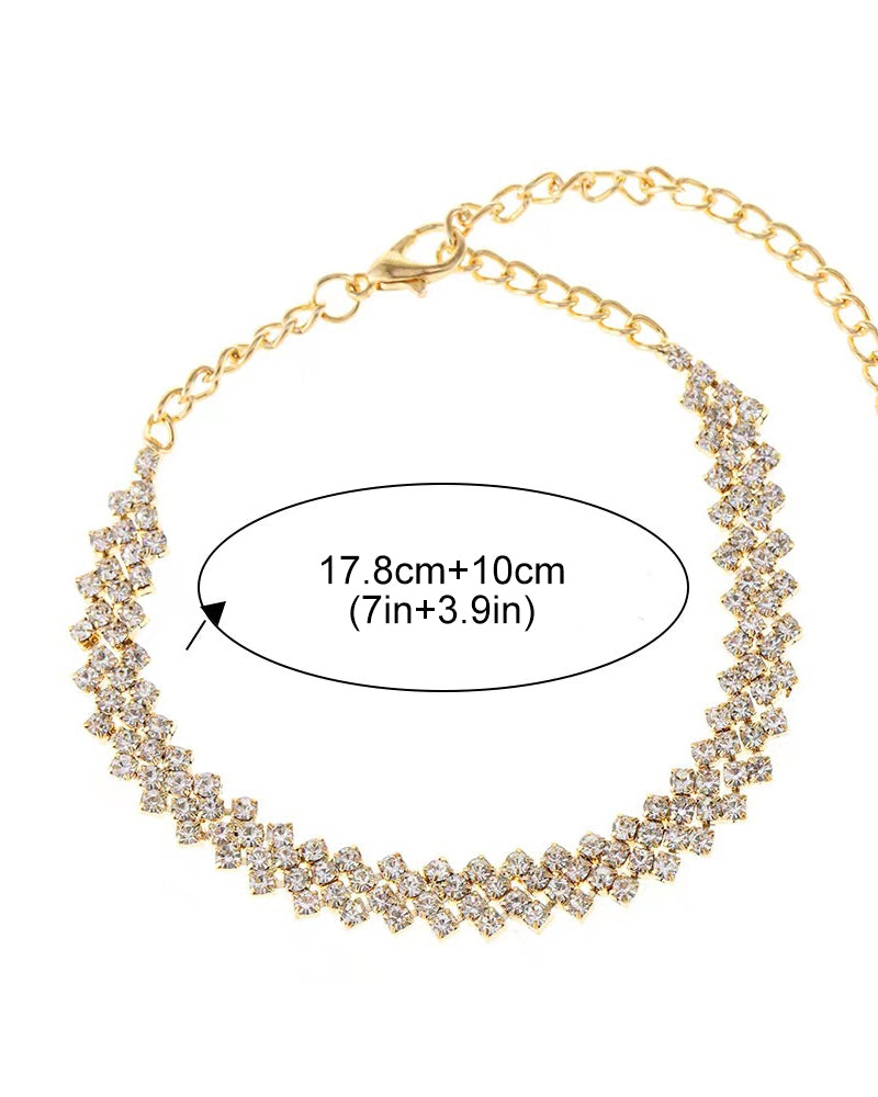 Bracelet de cheville en strass losange irrégulier 4