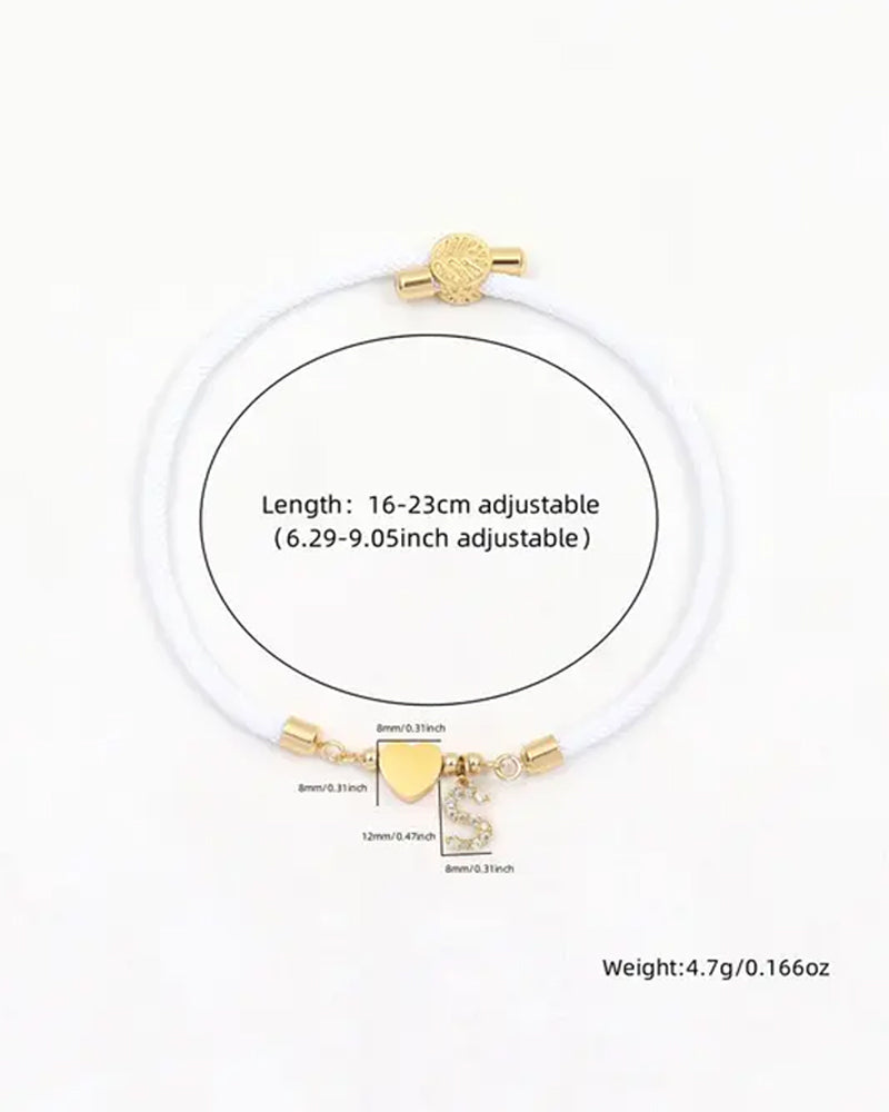 Cœur Initial Charme Lien Branché Bracelet 6