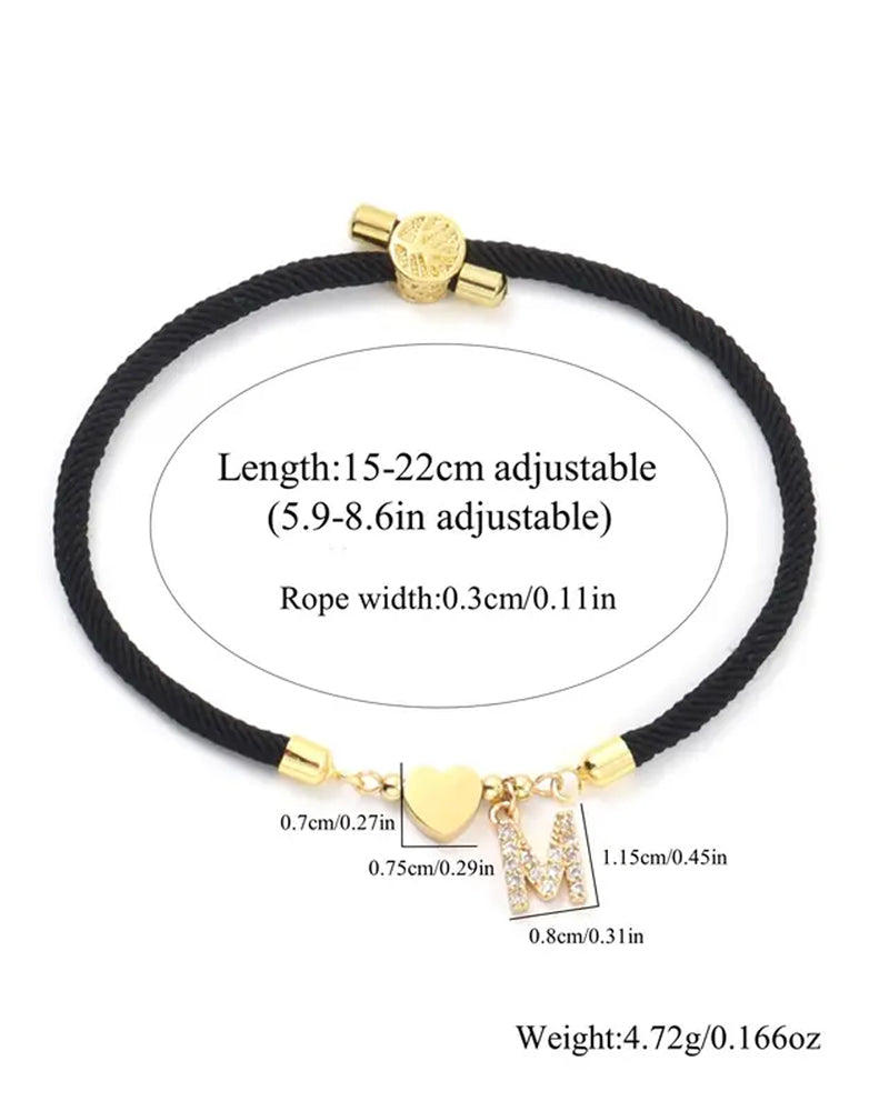 Cœur Initial Charme Lien Branché Bracelet 7