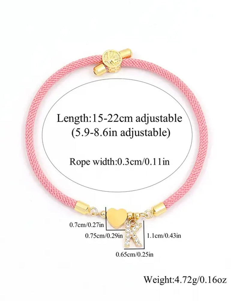 Cœur Initial Charme Lien Branché Bracelet 8