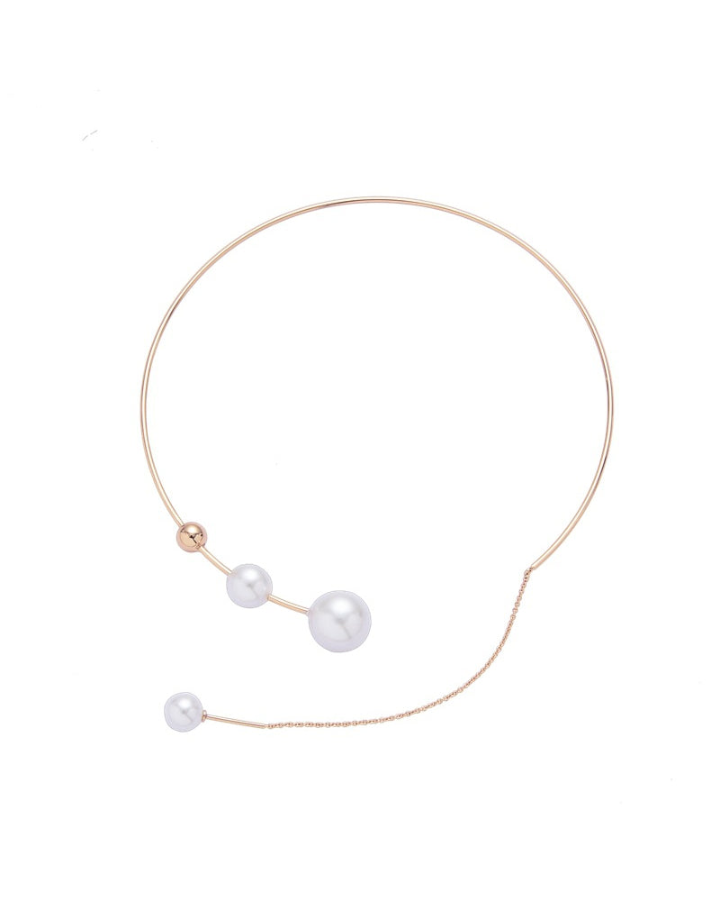Collier clavicule pour femme avec fausse perle 0