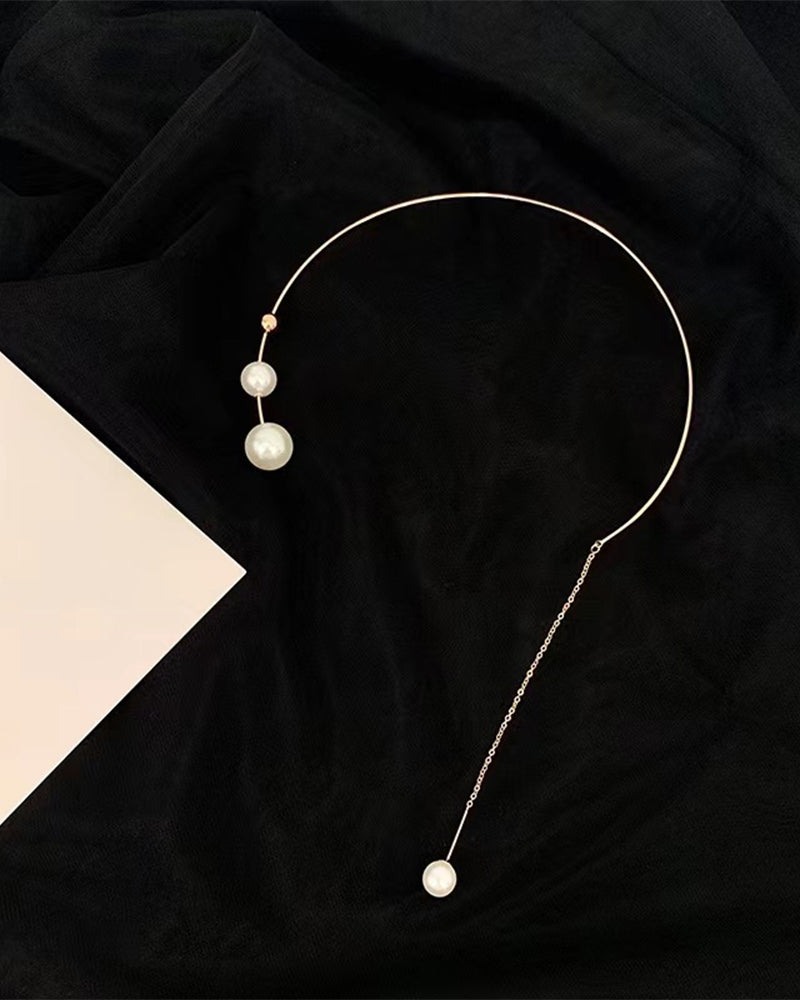 Collier clavicule pour femme avec fausse perle 2
