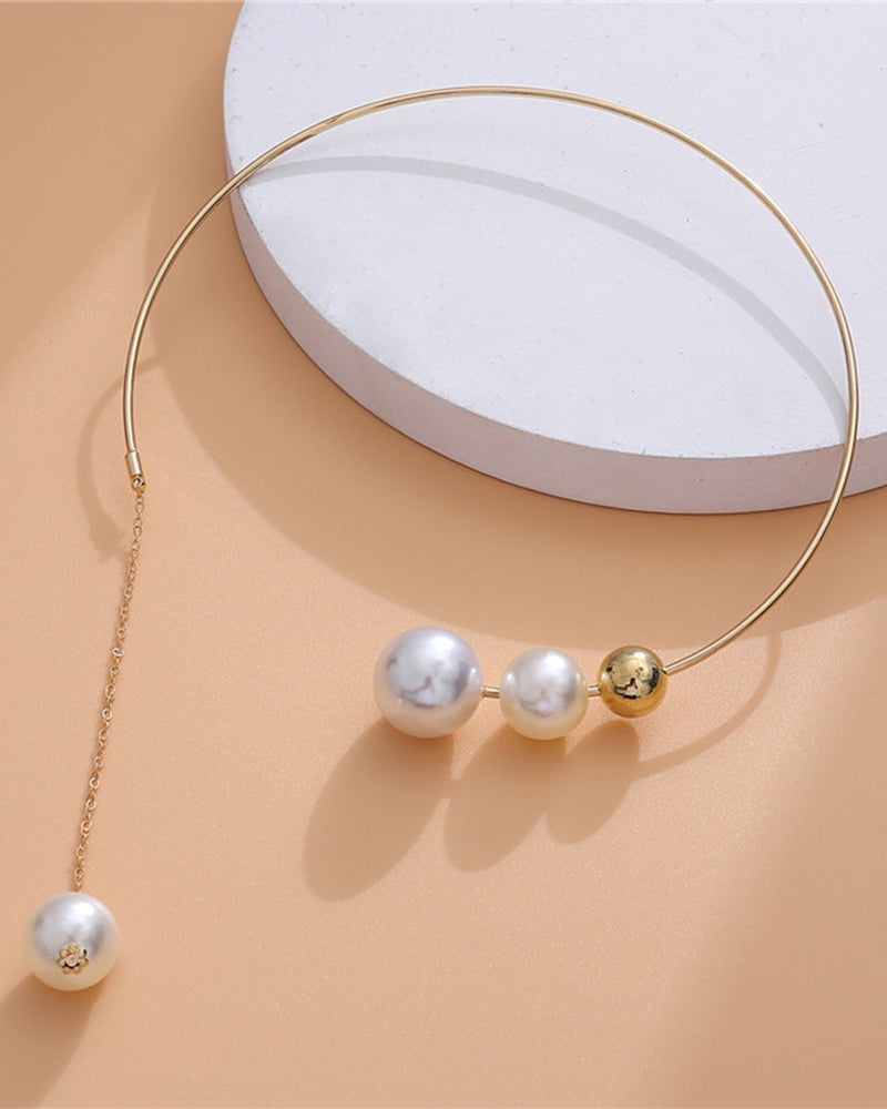 Collier clavicule pour femme avec fausse perle 3