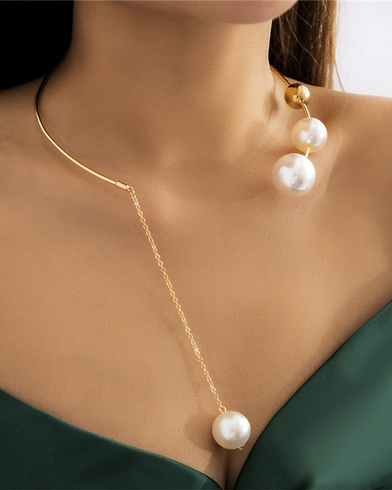 Collier clavicule pour femme avec fausse perle 4