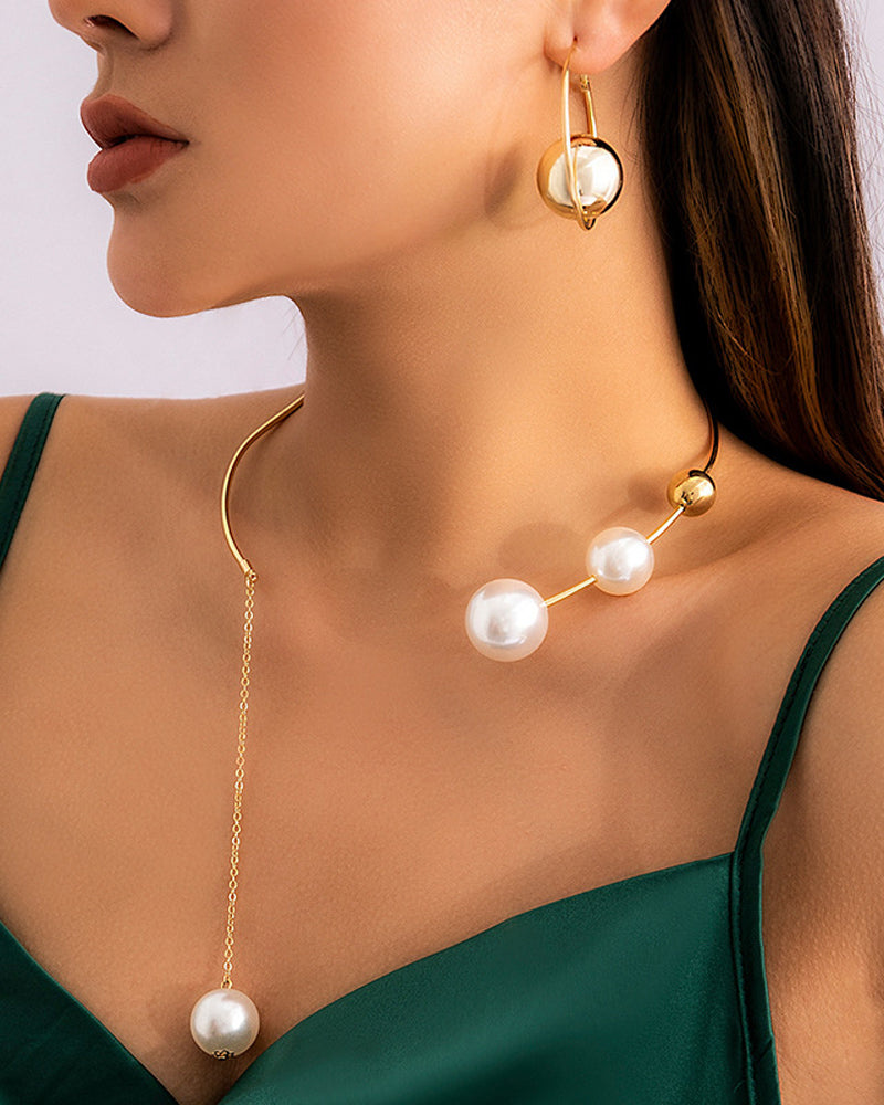 Collier clavicule pour femme avec fausse perle 5