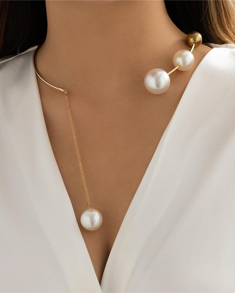 Collier clavicule pour femme avec fausse perle 6