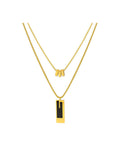 Collier double long en acier titane 0