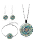 Ensemble collier de pierres précieuses fleur de mandala 0