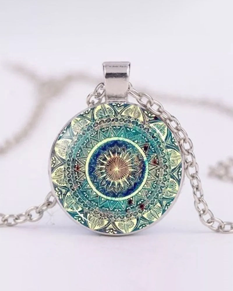 Ensemble collier de pierres précieuses fleur de mandala 1