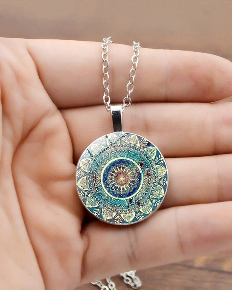 Ensemble collier de pierres précieuses fleur de mandala 4