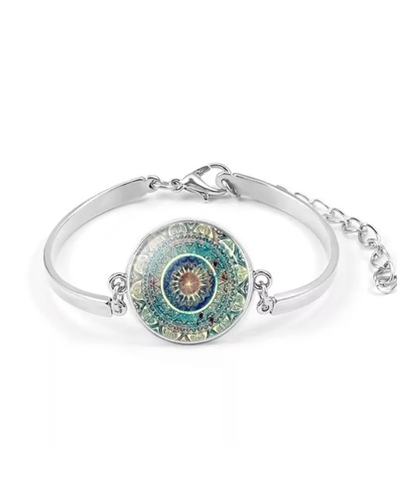 Ensemble collier de pierres précieuses fleur de mandala 6