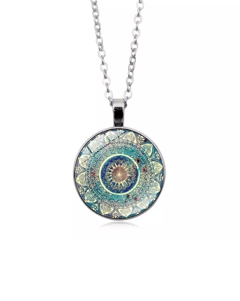 Ensemble collier de pierres précieuses fleur de mandala 7