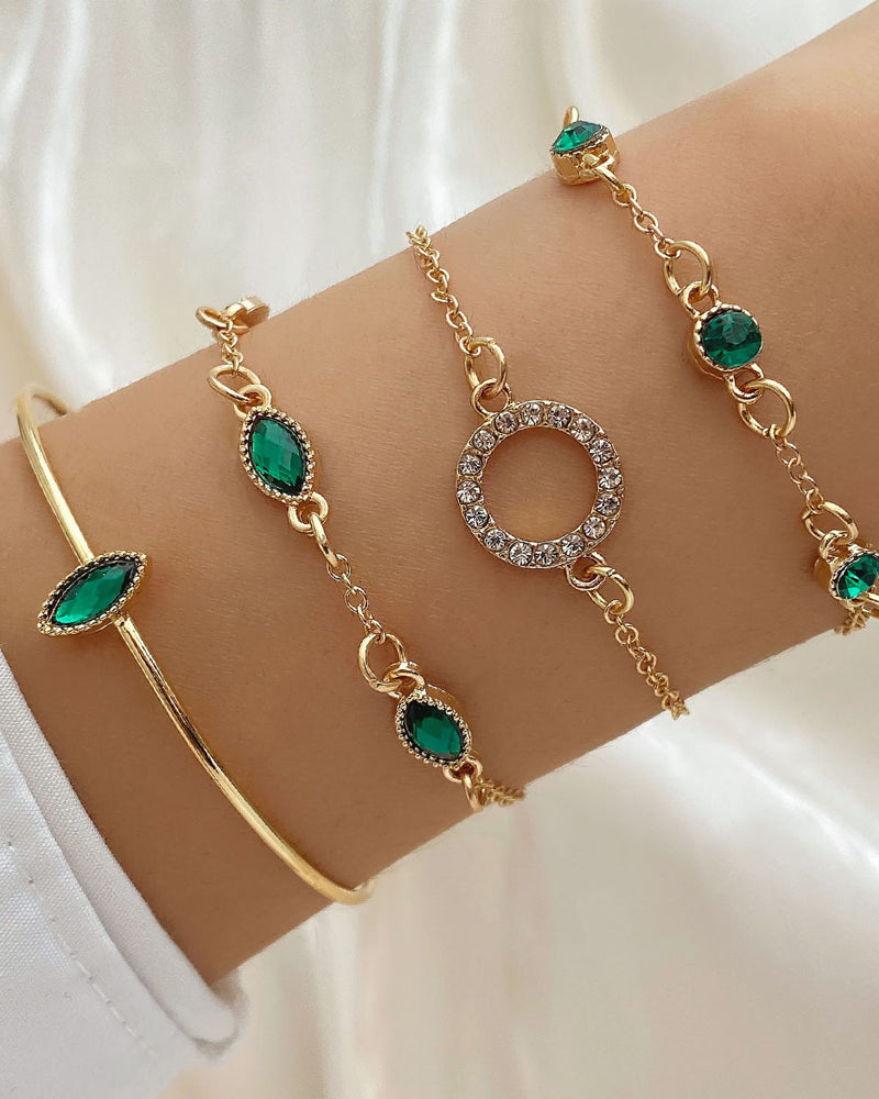 Ensemble de quatre bracelets en strass en forme de losange circulaire 1