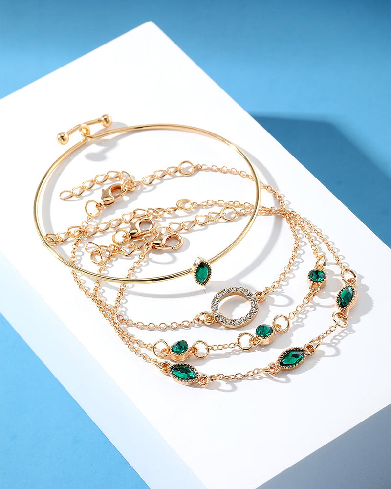 Ensemble de quatre bracelets en strass en forme de losange circulaire 2