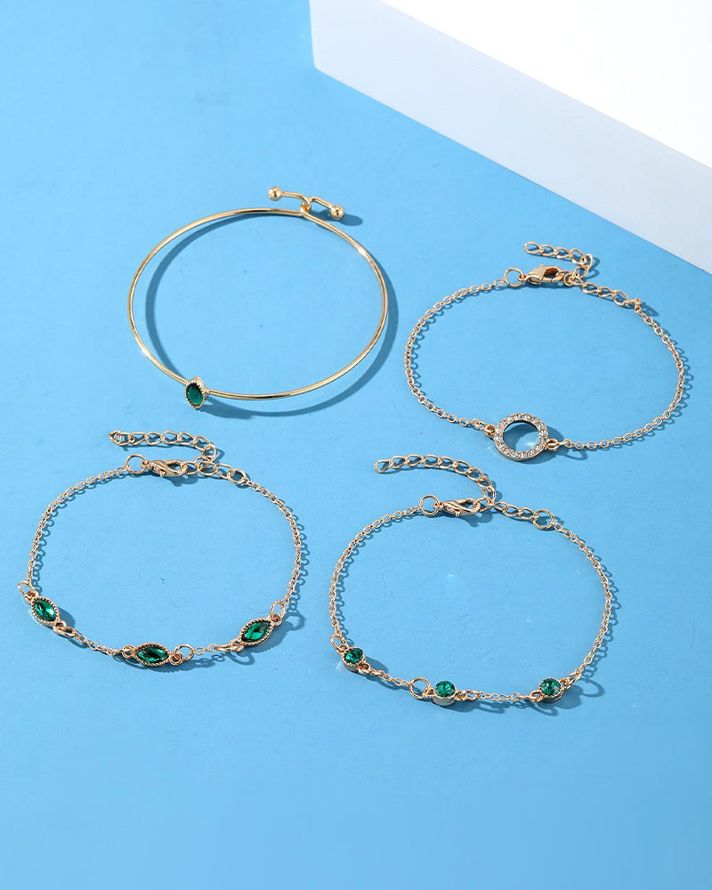 Ensemble de quatre bracelets en strass en forme de losange circulaire 3