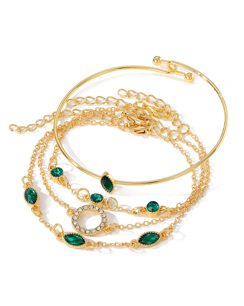 Ensemble de quatre bracelets en strass en forme de losange circulaire 4