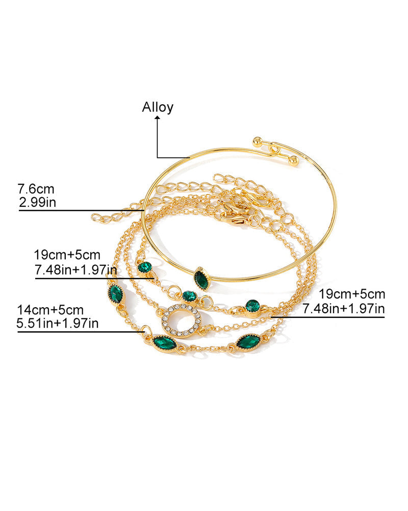 Ensemble de quatre bracelets en strass en forme de losange circulaire 5