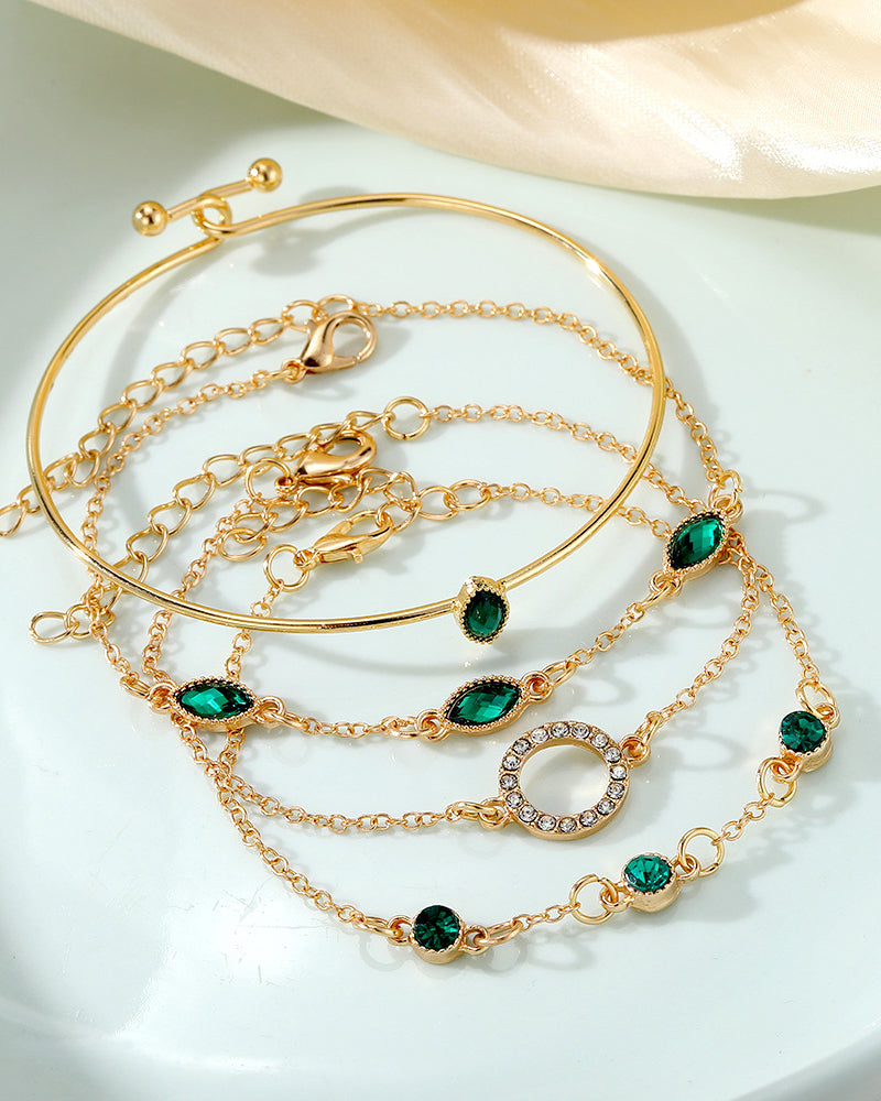 Ensemble de quatre bracelets en strass en forme de losange circulaire 6