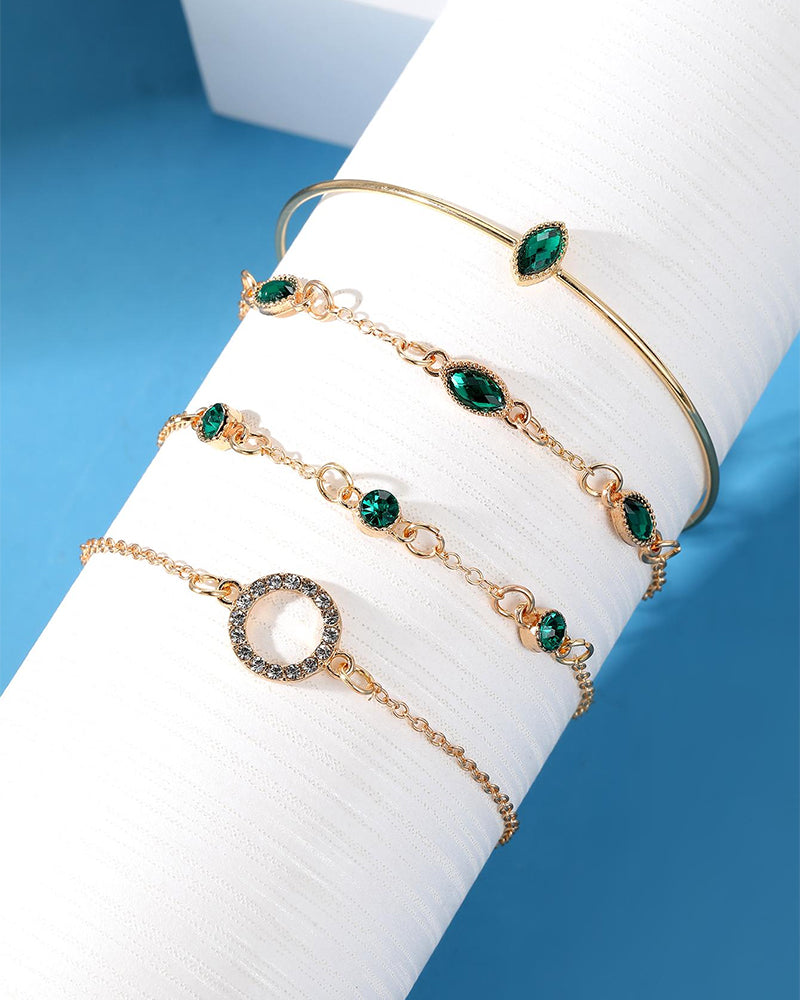 Ensemble de quatre bracelets en strass en forme de losange circulaire 8