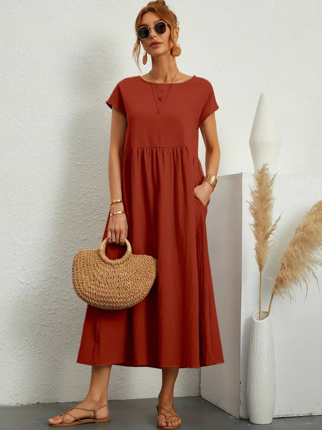 Gabriel — Robe midi fluide élégance intemporelle